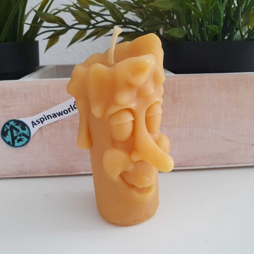 Bienenwachskerze Schmelzende Kerze mit Gesicht 10 cm