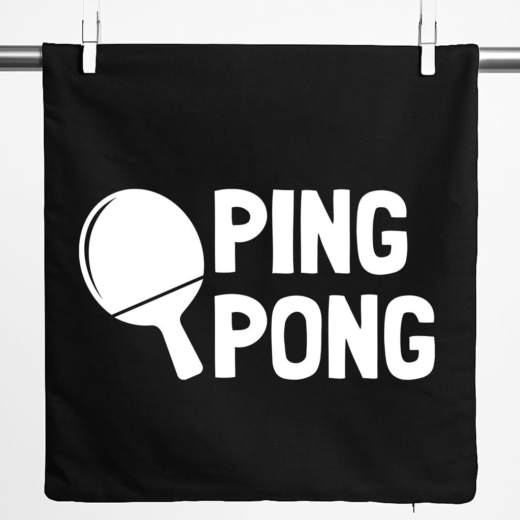 Huuraa Kissenbezug Ping Pong Tischtennis 40x40cm Black Baumwolle Dekokissenbezug Geschenkidee