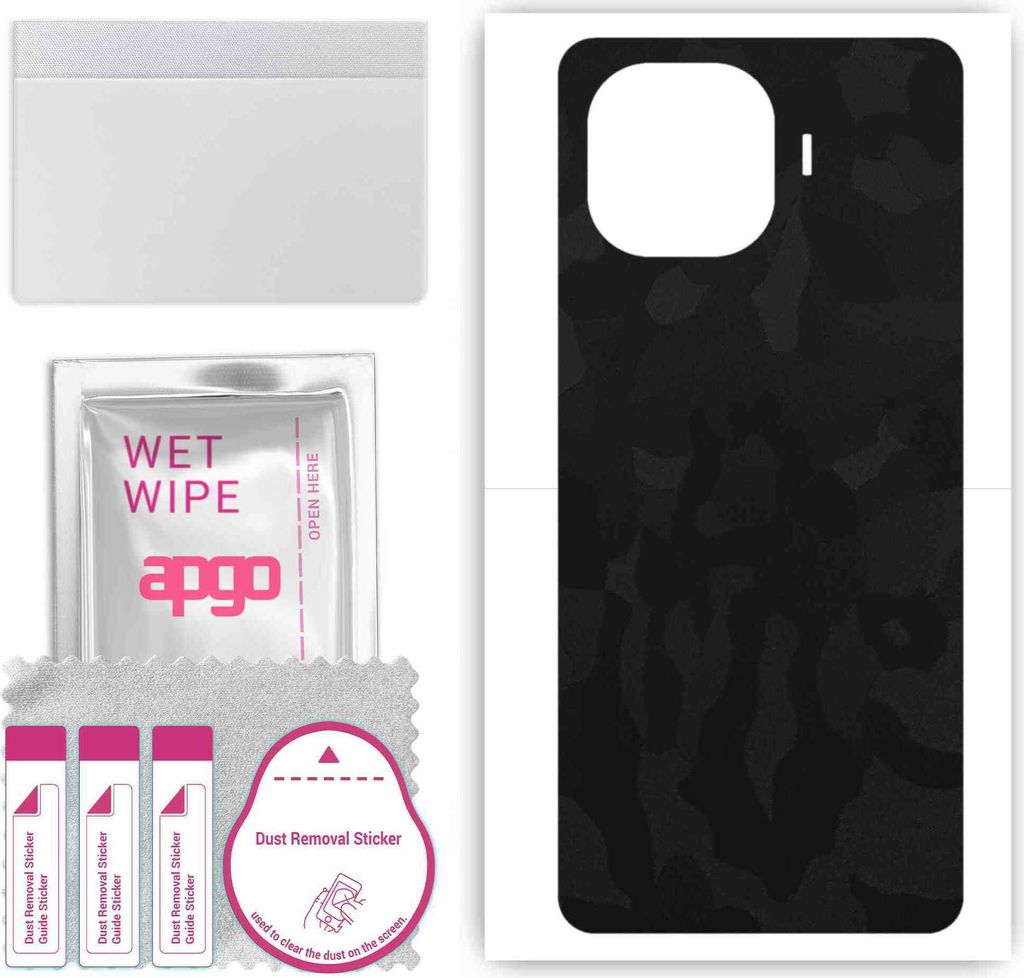 apgo Rückseite Schutzfolie, Skin, kompatibel mit Vivo iQOO Z9 Turbo, Hinten Displayschutzfolie aus Vinylfolie, kratzfest, einfache Montage - Schwa...