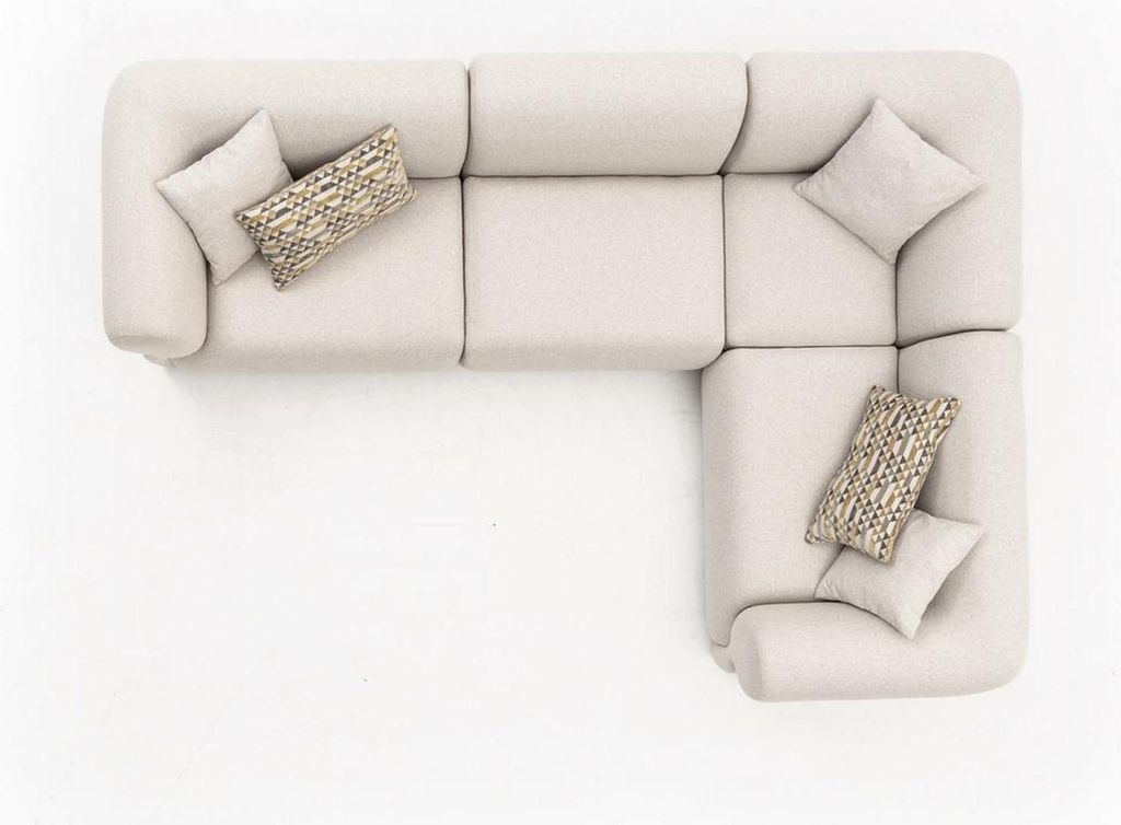 Sofa L-Form Beige Polstersofa Wohnzimmer Möbel Textil Modern Stil