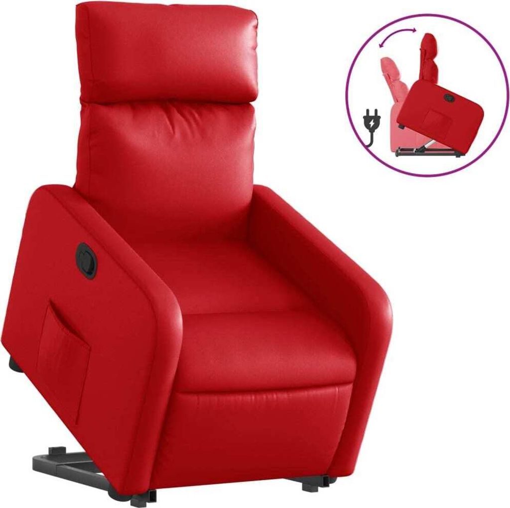 Relaxsessel mit Aufstehhilfe Rot Kunstleder