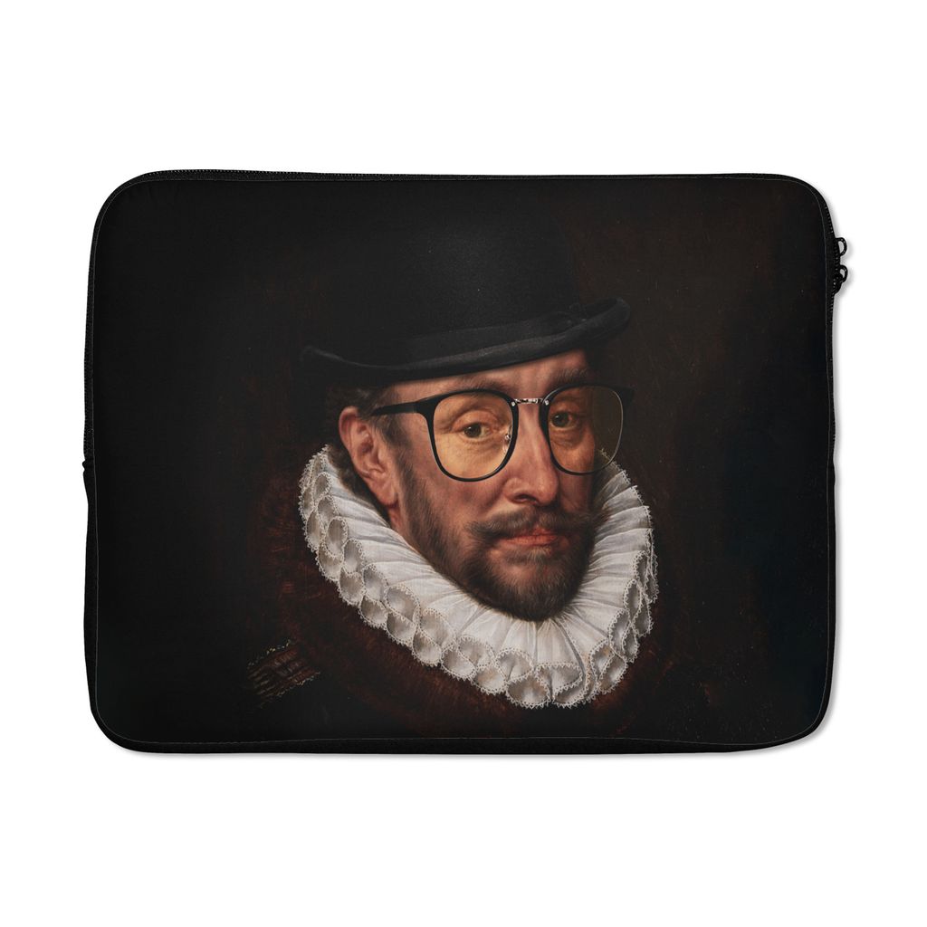 MuchoWow Laptop Hülle 17 Zoll Laptoptasche Wilhelm von Oranien - Adriaen Thomasz - Bril - Zipper - Schutzabdeckung