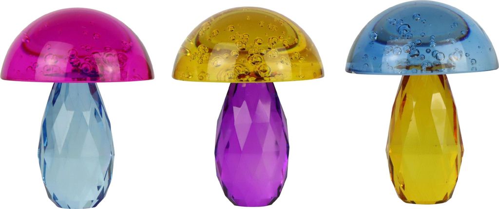 FURNARO Briefbeschwerer Set Glückspilz Glas bunt 3-teilig Deko