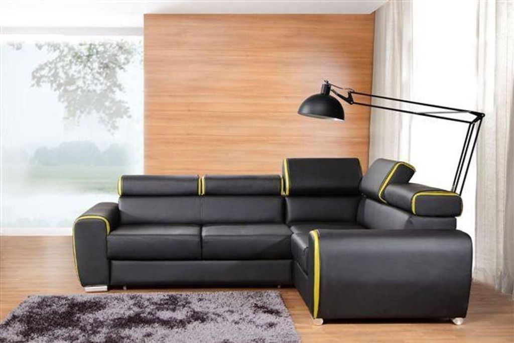 Design Ecksofa L-form Bettfunktion Couch Leder Textil Sofas Couchen Schlaf Sofa