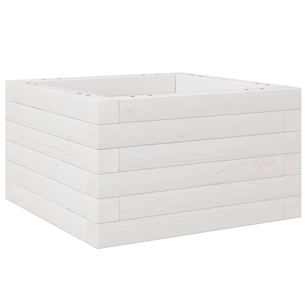 Pflanzkübel Weiß 40x40x23 cm Massivholz Kiefer Produktbild 