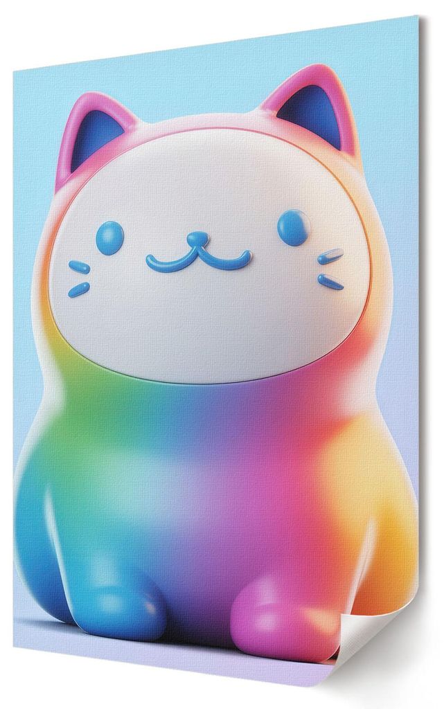 Regenbogenkatze- Kunstdruck A3 (29x42 cm) - Popkultur, Moderne, Kinder- Wandbild für Wohnzimmer Schlafzimmer & Flur, Modernes Poster Wanddeko, Ung...