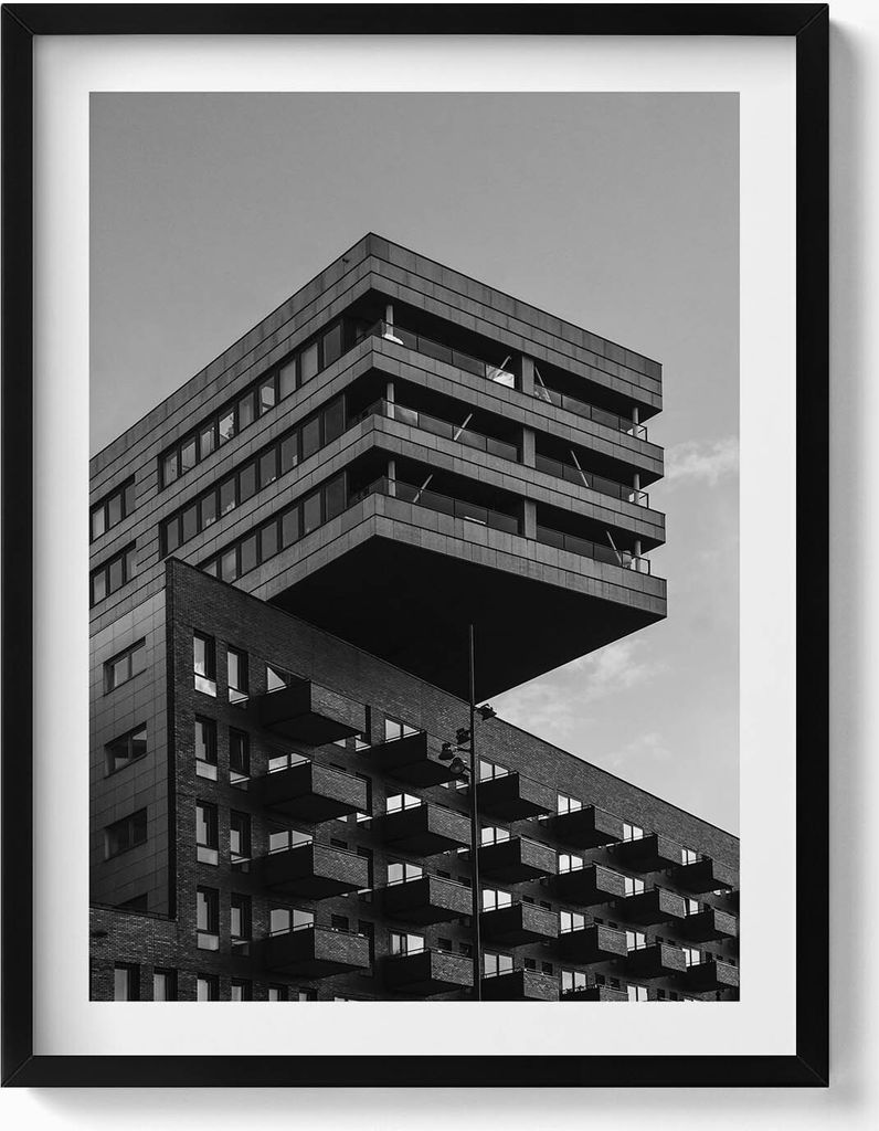 Architektur in Amsterdam– Wandbild mit Rahmen – Gerahmtes Bild – Wanddekoration – 60x80 cm – Schwarz Rahmen