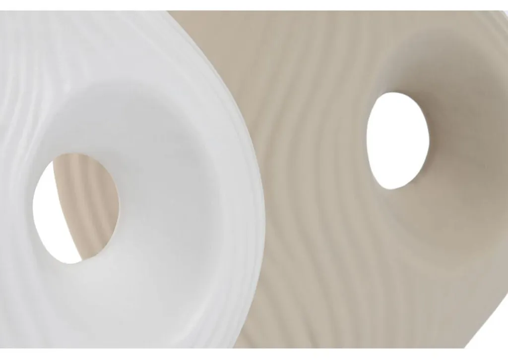 Vase ESPRIT pour Composition Florale en Faïence Blanc et Beige