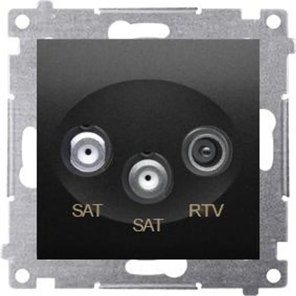 Double prise SAT-SAT-RTV Simon 54 noir mat - Blindage haute qualité