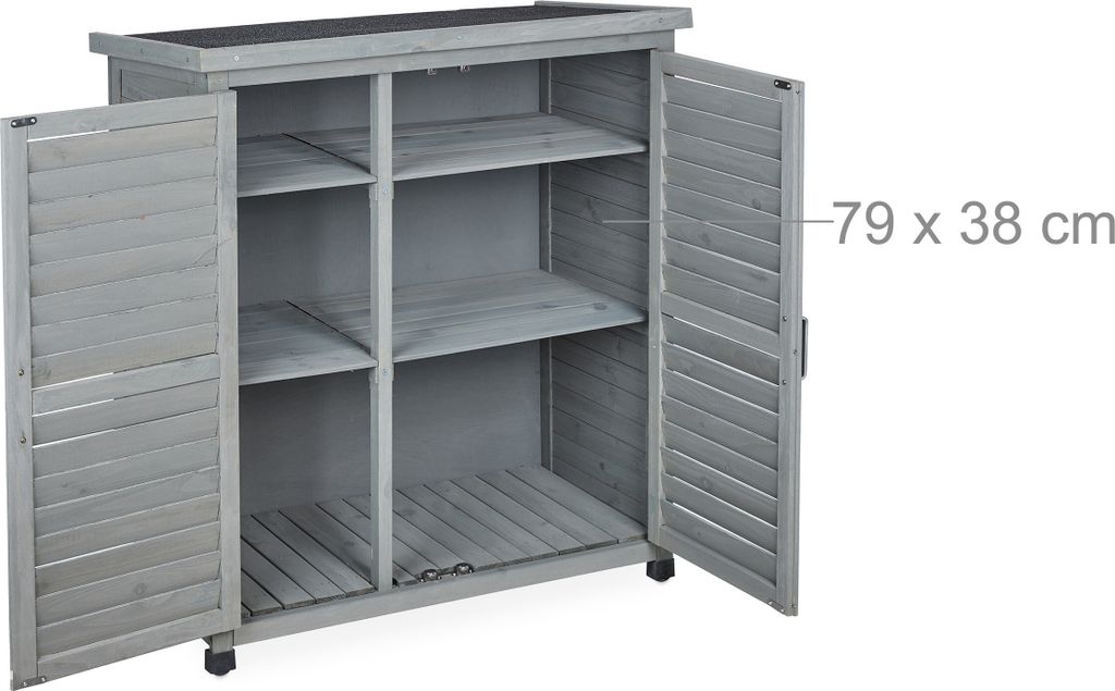 relaxdays Grauer Gartenschrank 3 Fächer Produktbild 5
