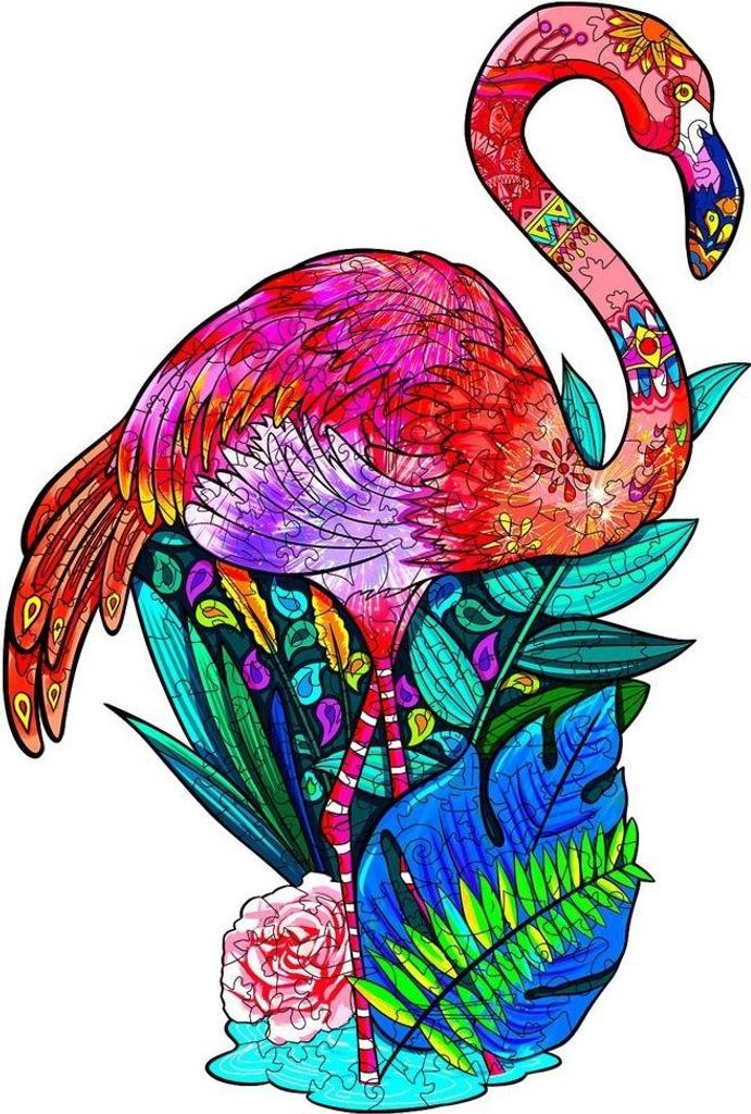 Rosa Flamingo Holzpuzzle L