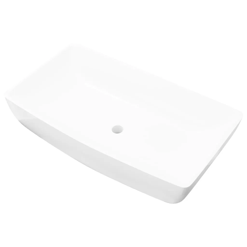 Lavabo Rettangolare Bianco 71x39 per Famiglie | Ceramica Resistente