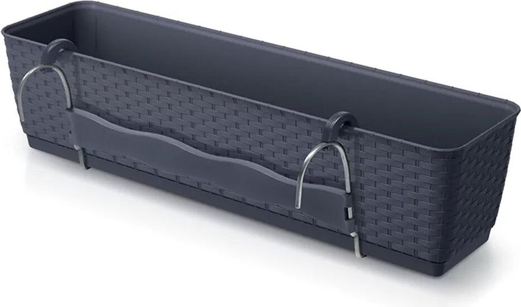 Ratolla Case Balkonkasten mit Aufhängung Blumenkasten Blumentopf mit Haken Pflanzkasten für Innen- und Außenbereich Rechteckig Kunststoff (590x1...