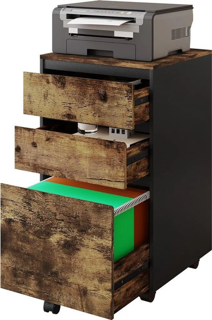 Organisateur de bureau en bois vintage 40 cm pour télétravail et maison