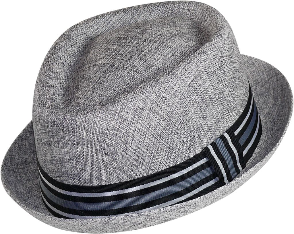 Pork Pie Hut mit gestreiftem Stoffband 3 Farben