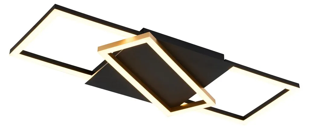Grand Plafonnier LED Noir et Or Kitlee 40cm pour un Éclairage Salon Cosy