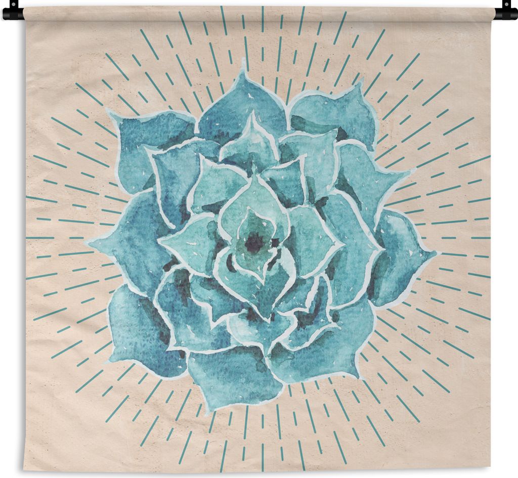 MuchoWow Wandteppich Wandbehang Aquarell - Sukkulente - Bohème - Retro 90x90 cm Tapisserie Dekoration Wandtuch - Wandaufhänger