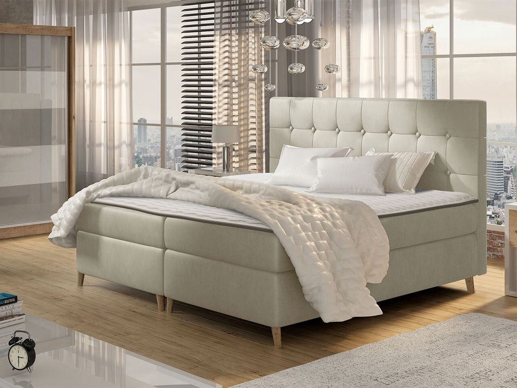 MIRJAN24 Boxspringbett Avanti, Doppelbett mit zwei Bettkästen, Ehebett mit Matratze (Farbe: Magic Velvet 2201, Größe: 140x200 cm)