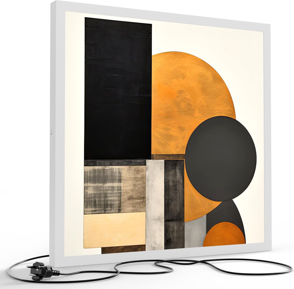 DEQORI LED-Bild & Lampe 60x60 cm Weiß 'Kreise im System' Leuchtbild LED Wandbild Leuchte