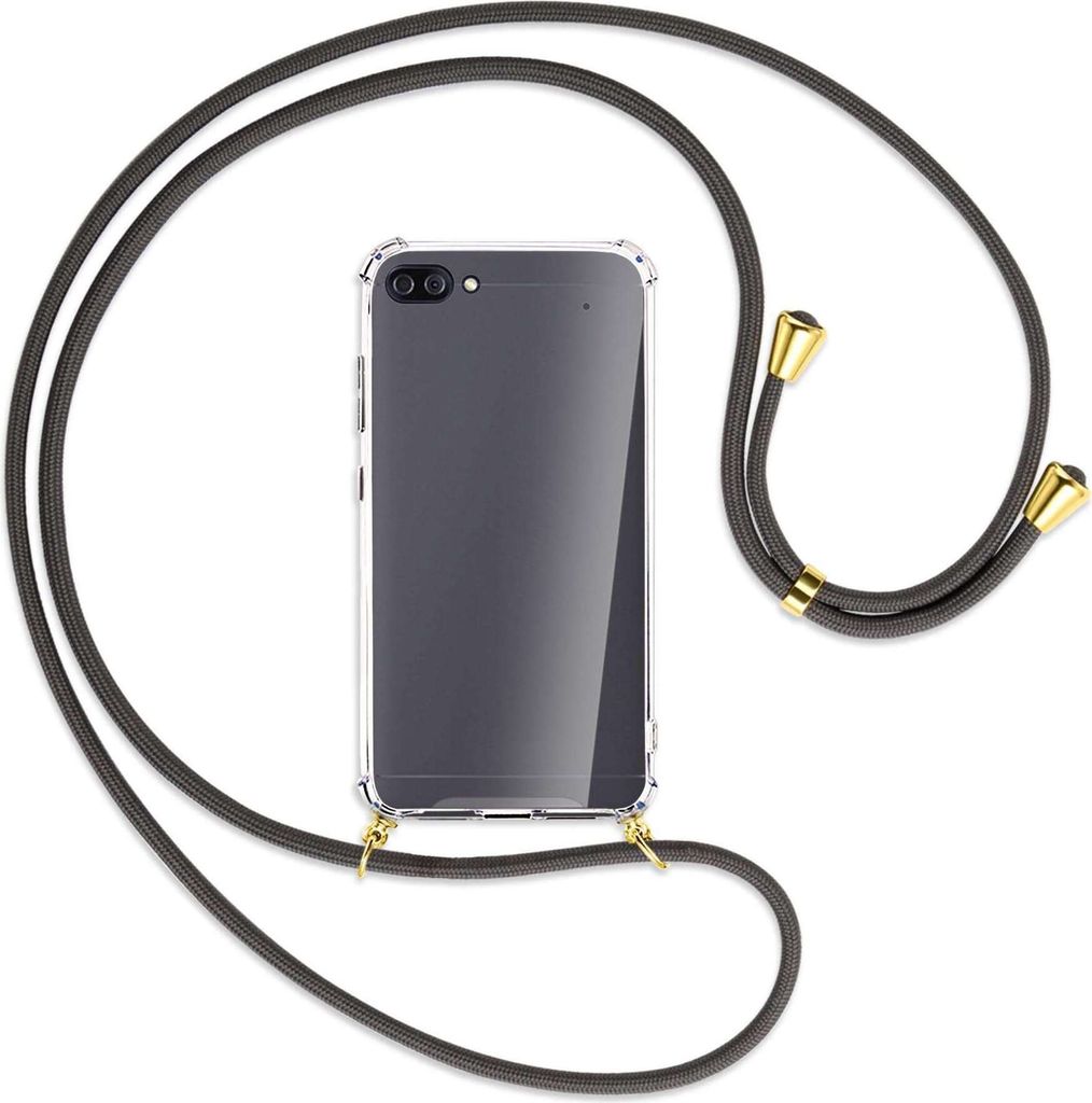 Handykette Backcover-Schutzhülle mit Band (Metall goldfarben) für Asus Zenfone 4 Max (Pro/Plus) - dunkelgrau