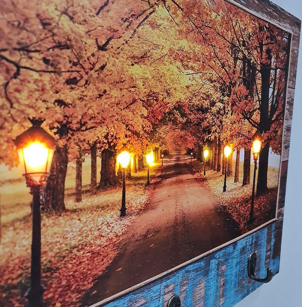 LED Schlüsselboard Holz Schlüsselleiste Flur Leinwand Produktbild 7