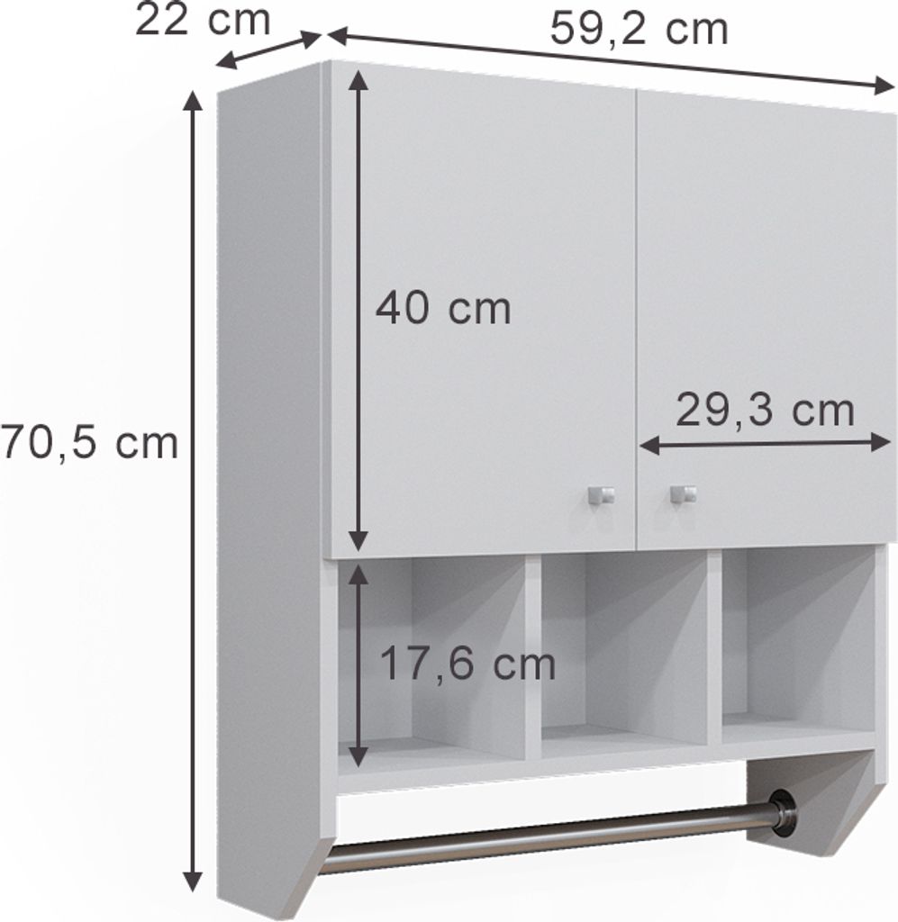 Skříňka do koupelny Vicco Fynn Bílá 59.2 x 70.5 cm Nástěnná Obrázek produktu 