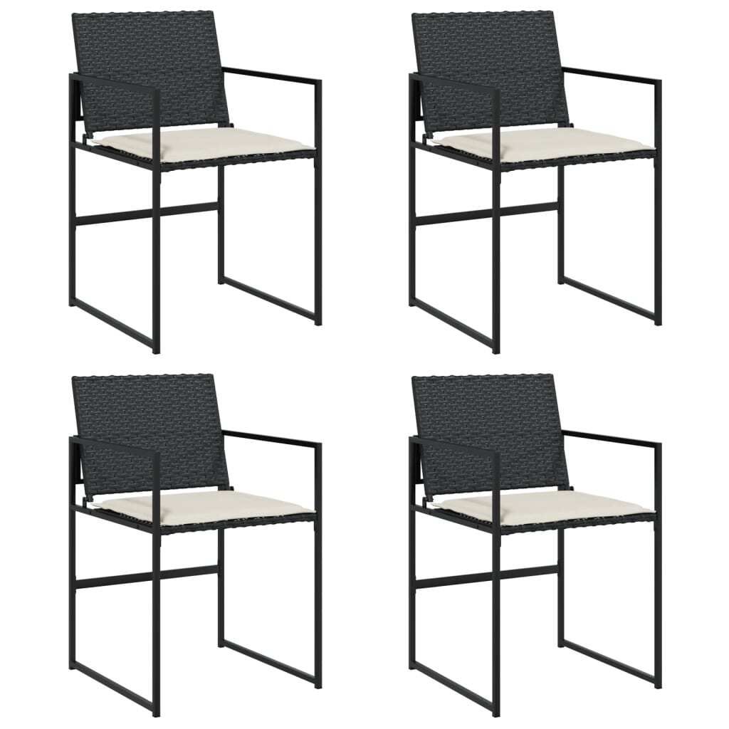 Gartenstühle mit Kissen 4 Stk. Schwarz Poly Rattan