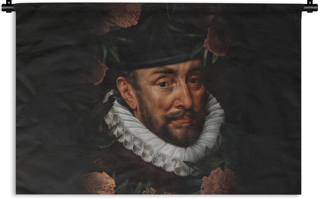 MuchoWow Wandteppich Wandbehang Wilhelm von Oranien - Adriaen Thomasz - Blumen 150x100 cm Tapisserie Dekoration Wandtuch - Waschbar - Tapisserien...