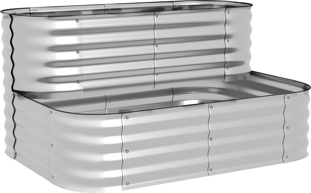Fortuna Lai Blumenregal Pflanzenregal Garten Balkon 118x45x30cm aus Metall in Silber, robust & stilvoll für Ihre Pflanzen