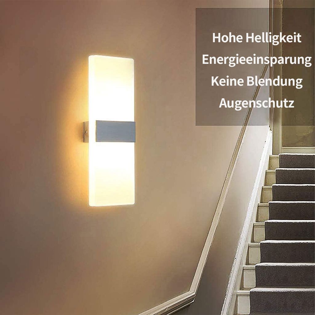 MODFU LED Wandlampe Innen Moderne Wandleuchte up and down Flurlampe Wand Belechtung für Schlafzimmer Korridor Wohnzimmer Treppe usw Warmweiß