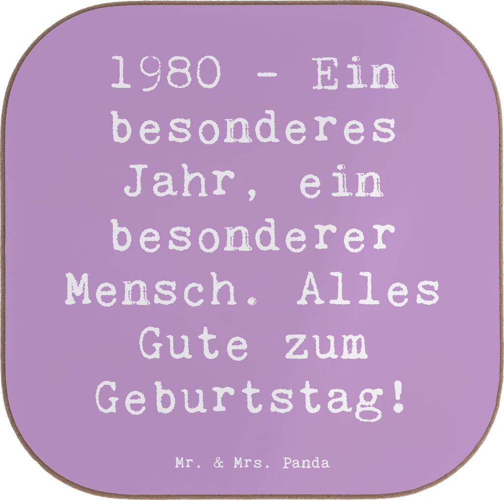 Mr. & Mrs. Panda Getränkeuntersetzer Spruch 1980 Geburtstag - Lavendeltraum - Geschenk, Tischuntersetzer, Alter, feiern, Untersetzer Gläser, unve...