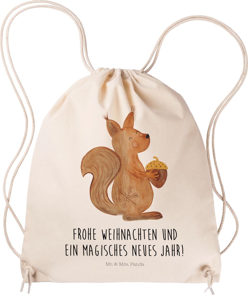 Mr. & Mrs. Panda Säckchen Eichhörnchen Weihnachtszeit - Transparent - Geschenk, Stoffbeutel, wander rucksack, gym tasche, Weihnachtsgruß, Jutebe...