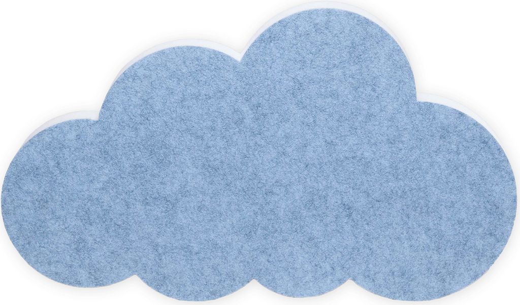 A blue cloud-shaped acoustic panel.