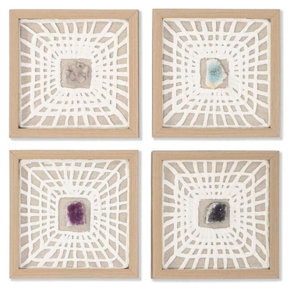 Satz mit 4 Bildern Home ESPRIT Papier Kristall 22 x 2 x 22 cm