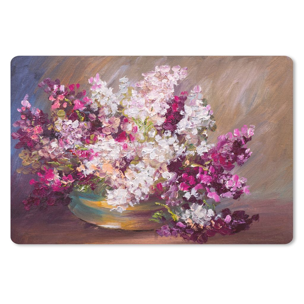 MuchoWow Schreibtischunterlage Ölfarbe - Flieder - Farben 60x40 cm - XXL Mauspad - Großes Mauspad