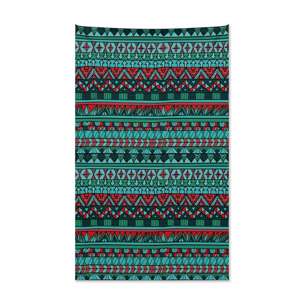 Abakuhaus Stammes Wandteppich und Tagesdecke, Hand gezeichneter ethnischer Azteke aus Weiches Mikrofaser Stoff Kein Verblassen Klare Farben Waschba...
