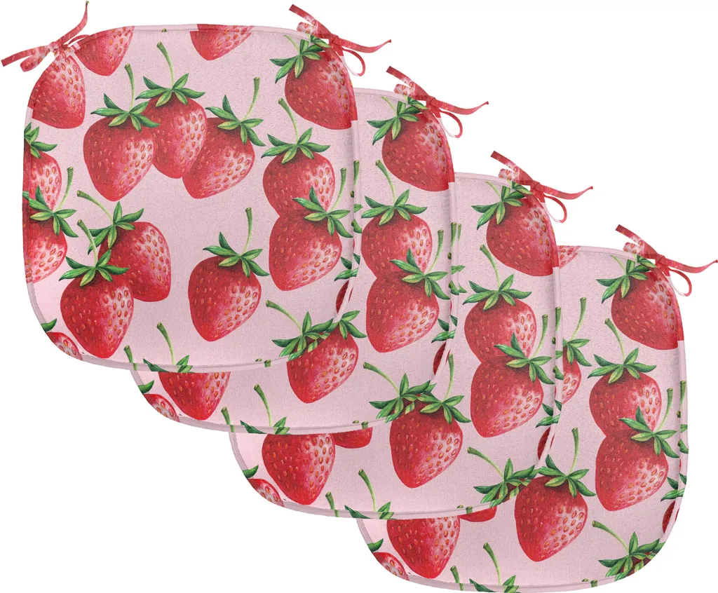 Cuscini Sedie 40x40 ABAKUHAUS Fragole Rosse Impermeabili - Pack 4
