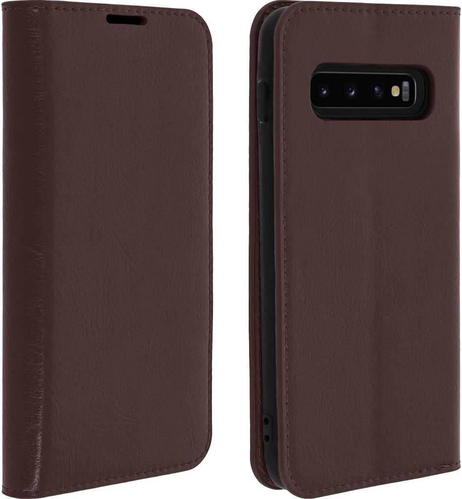 Business Leder Cover, Schutzhülle mit Geldbörse für Galaxy S10 Plus – Braun