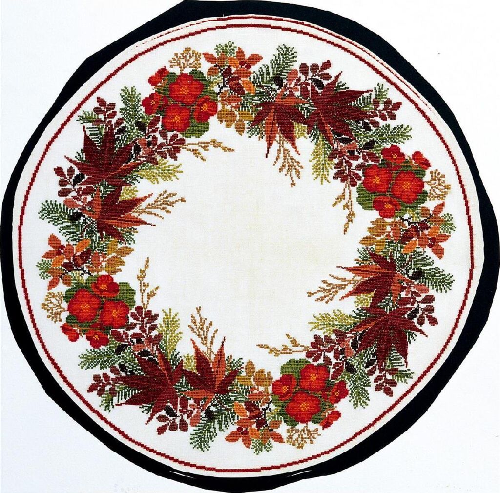 Eva Rosenstand Tischdecke Kreuzstich Set "Begonie", Zählmuster, 58 diam.cm