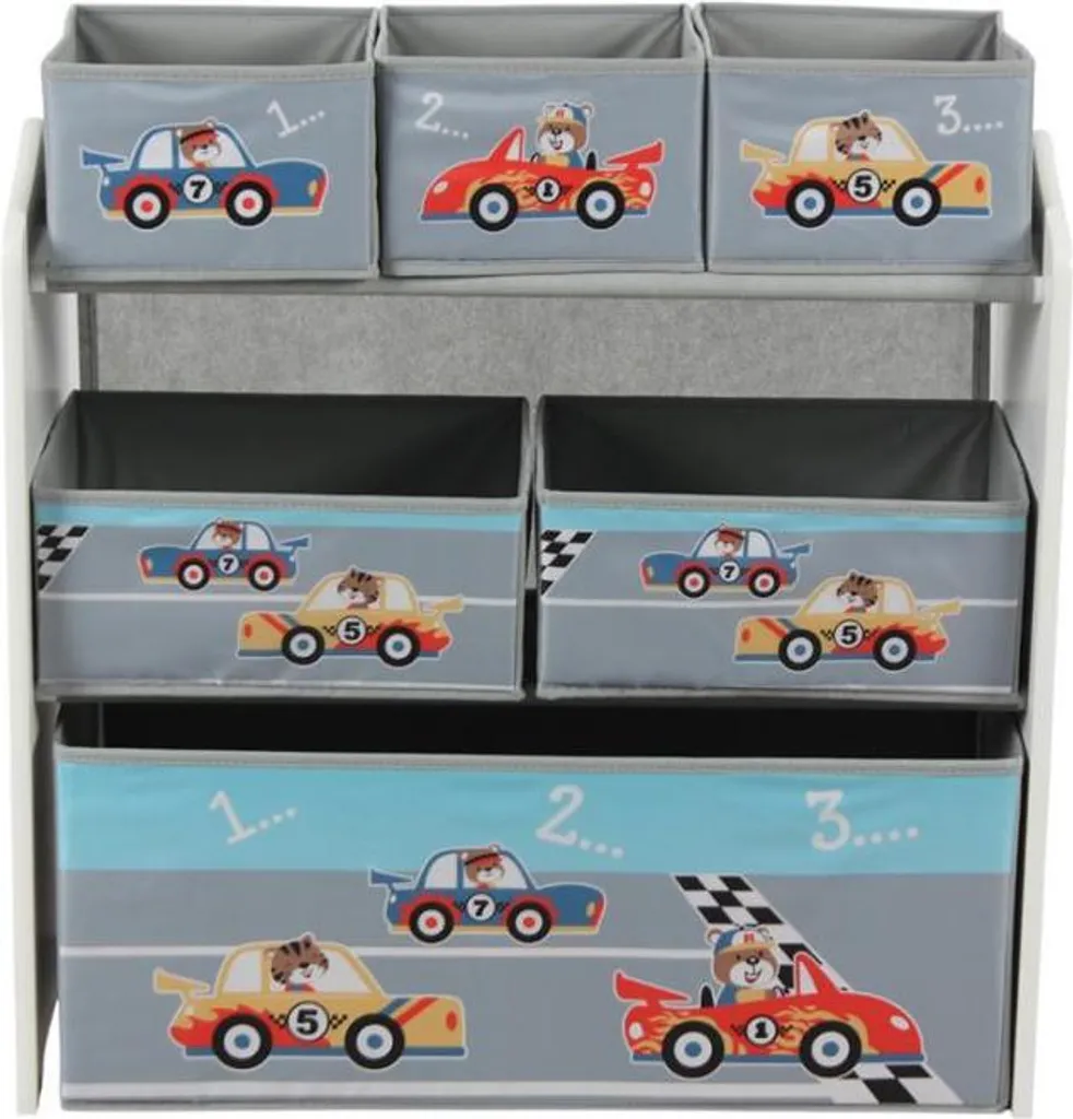 Étagère de rangement jouets bleue U-Grow UGDJ02-CAR avec boîtes amovibles