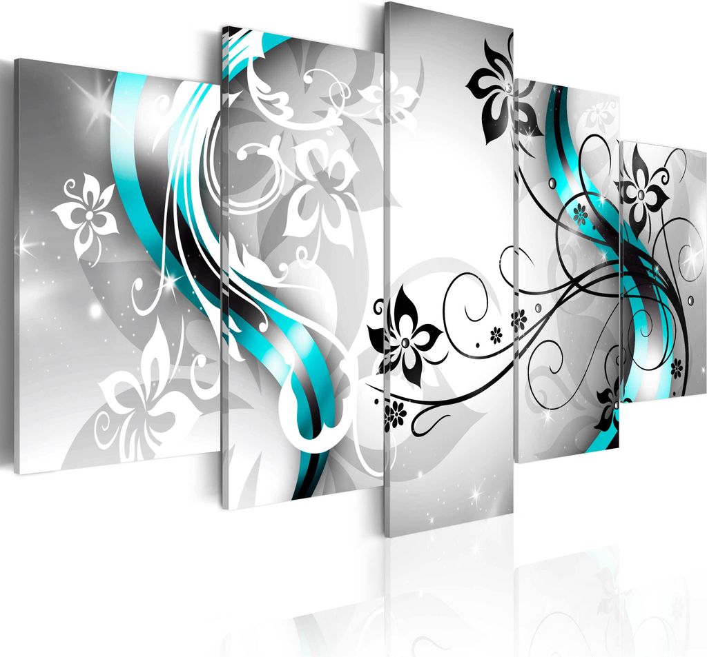 Modernes Wandbild 020110- 150 (100x50) - 5 Teilig Bilder Fotografie auf Vlies Leinwand Foto Bild Dekoration Wand Bilder Kunstdruck Blumen Abstrakt