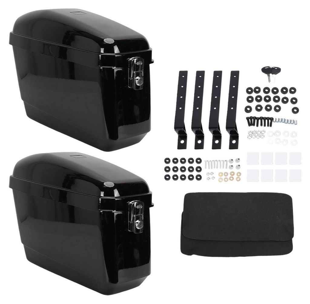Motorrad-Hartschalen-Satteltaschen, 45 l, mit Lock-Liner-Montagesatz, robuste ABS-Kunststoff-Universal-Kofferraum-Seiten-Aufbewahrungsbox, glänzen...