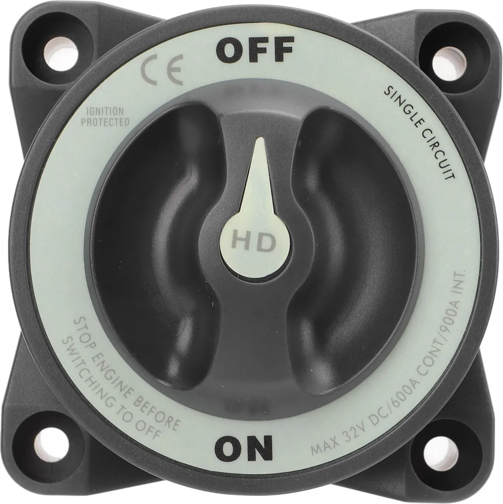 Isolatore Batteria Singolo Circuito 600A IP66 - Sezionatore 3 Studs RV