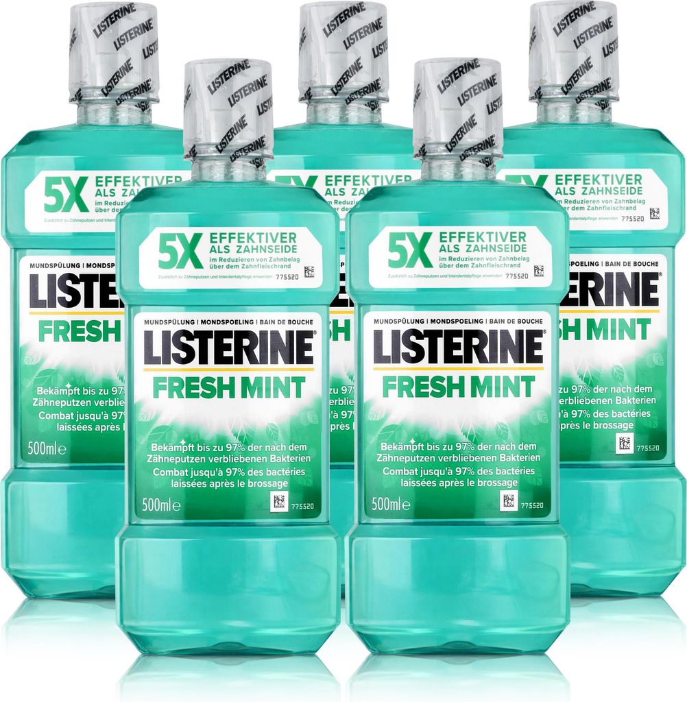 Listerine Fresh Mint 500ml - Für die tägliche Mundspülung (5er Pack )
