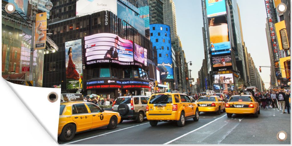 MuchoWow 80x40 cm Outdoor-Poster Gartendeko Sichtschutz Garten Poster für den Garten New York - Taxi - Gelb