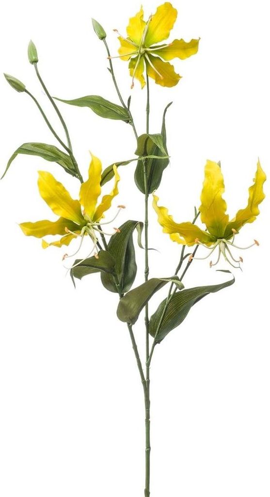 artplants.de Künstlicher Zweig Gloriosa TROFEL, gelb-grün, 90cm - Deko Gloriosazweig