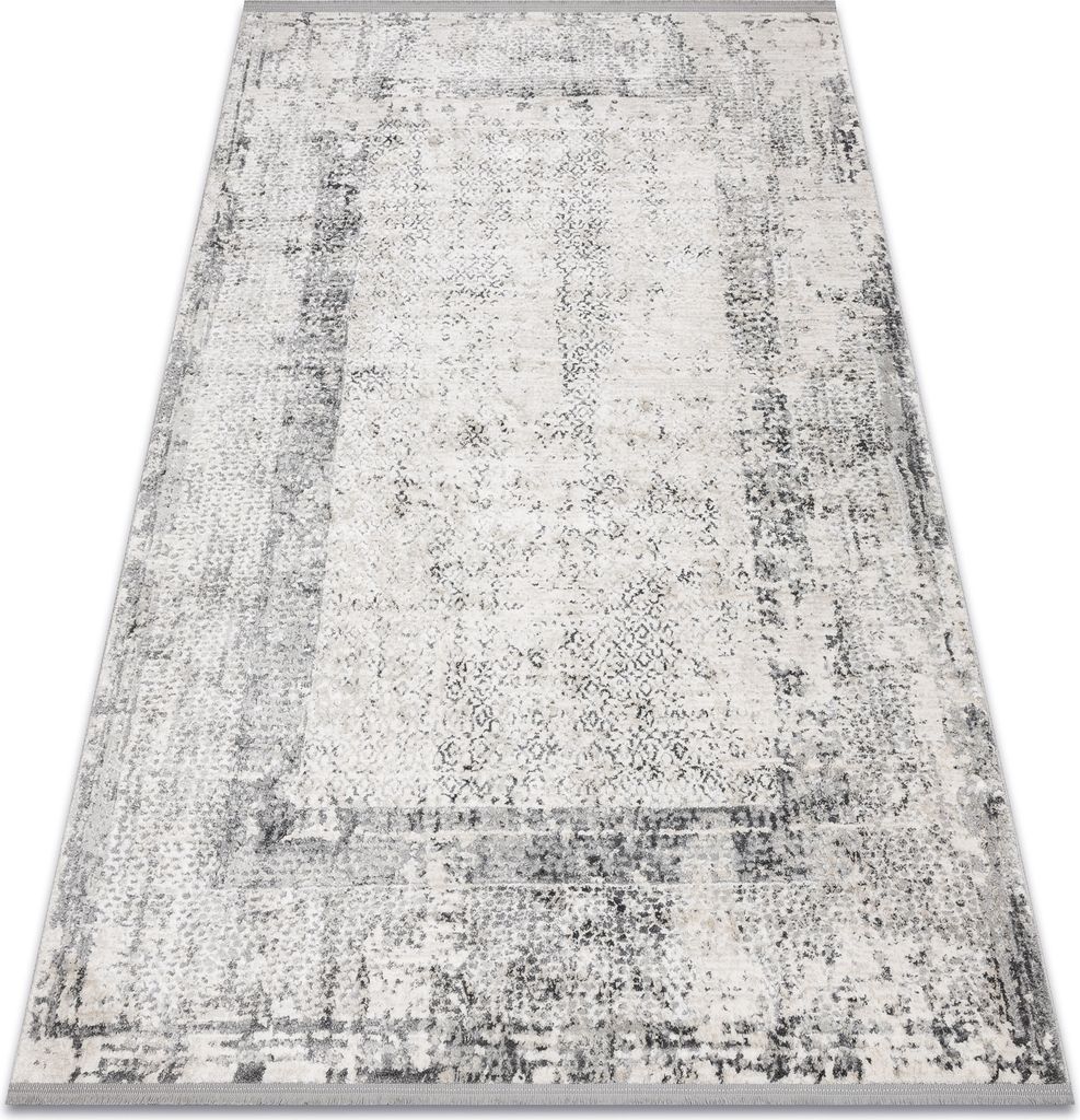 Modern Teppich TULS strukturell, Franse 51324 Vintage, Rahmen elfenbein / grau beige 280x370 cm