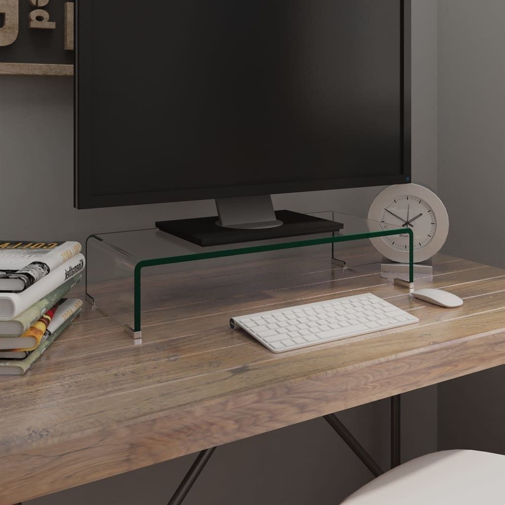 vidaXL Table TV/rehausse d'écran verre transparent 60x25x11 Image du produit 