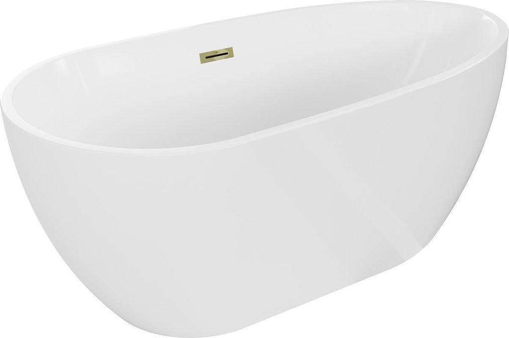Mexen Eos freistehende Badewanne 150 x 75 cm, weiß, goldene Überlaufauslass - 52471507500-50