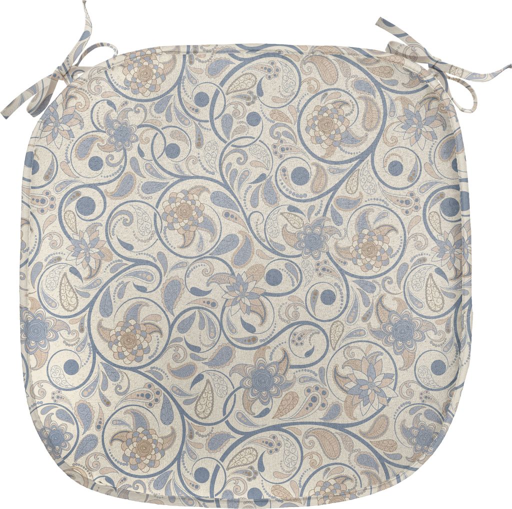 ABAKUHAUS Jahrgang Polster für Esszimmerstühle, Eastern Oriental Scroll, Dekoratives wasserfestes Kissen mit Riemen für Küchensitze, 40 cm x 40...